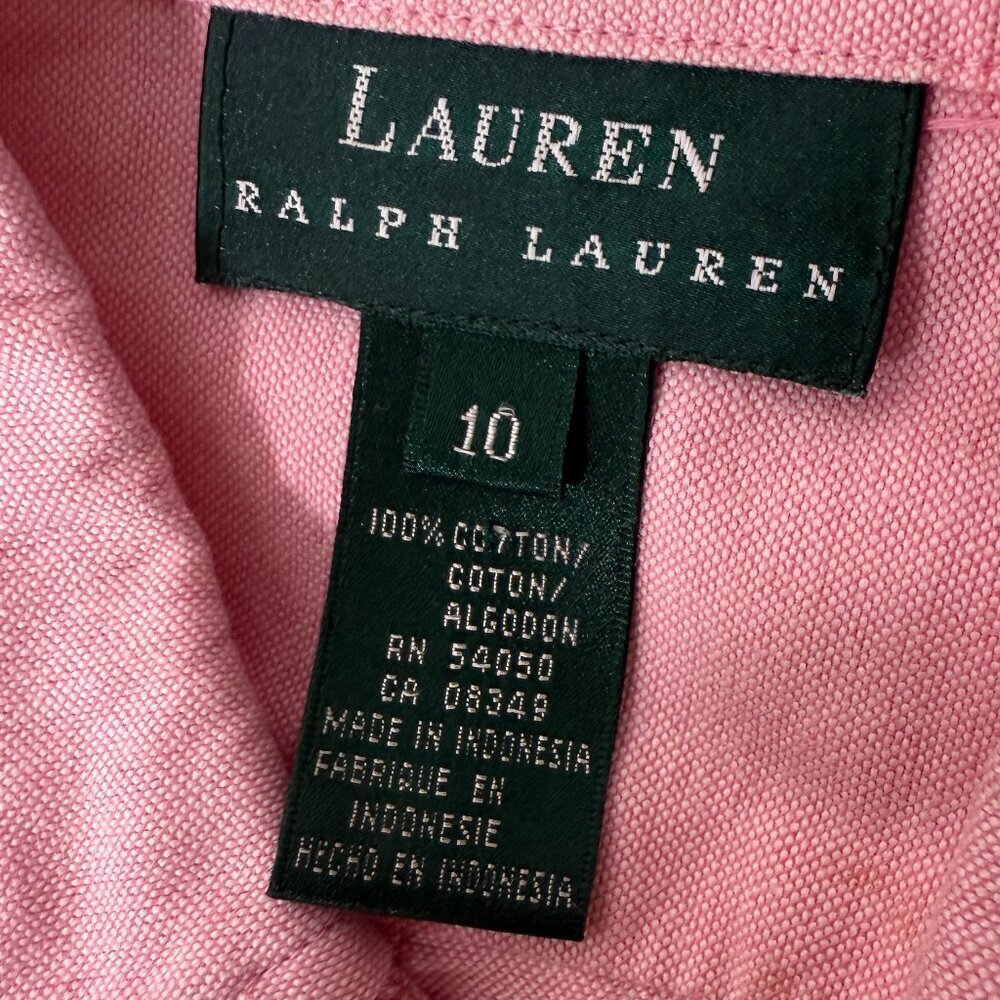 Lauren Ralph Lauren Women's Sz 10 Pink Button Down Shirt - Picture 2 of 7